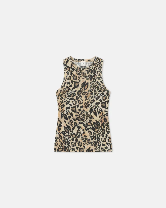 Anneke - Mesh-Jersey Tank Top - Leopard