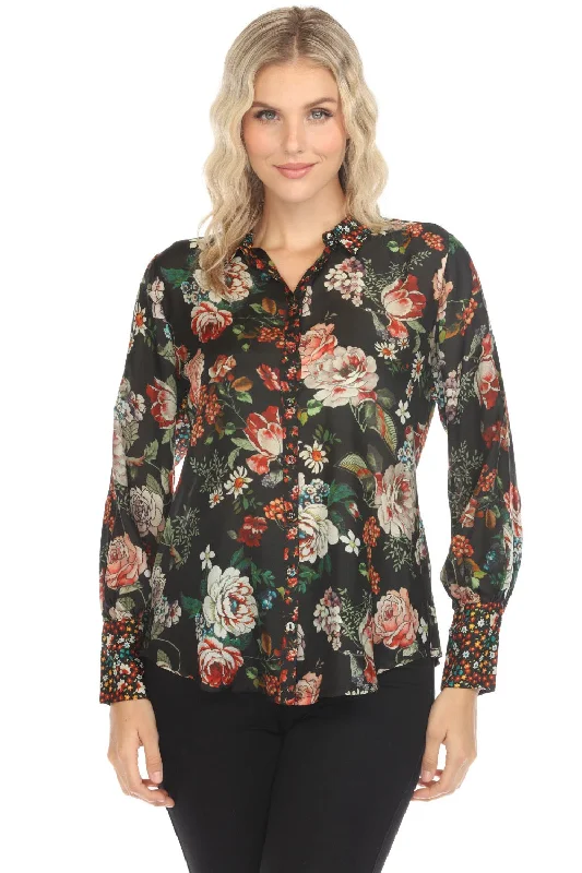 Johnny Was Yrene Attar Floral Silk Blouse C11224A0