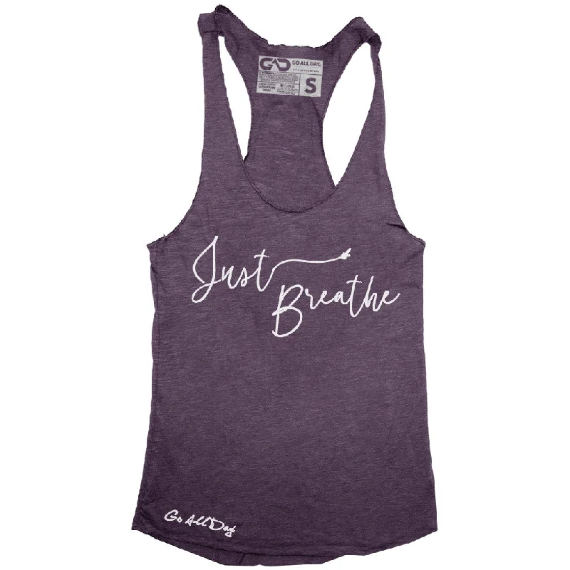 GO ALL DAY "JUST BREATHE" TriBlend Racerback Tank (Vintage Purple)