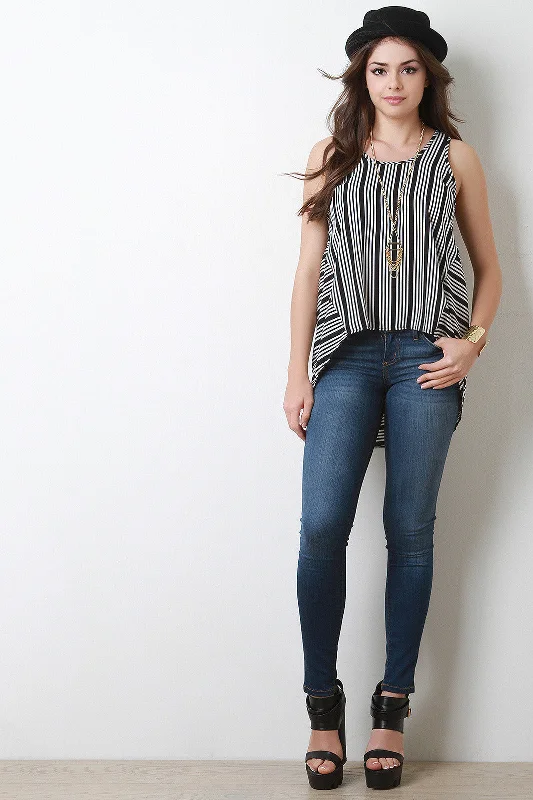 Corset Lace up Striped Top