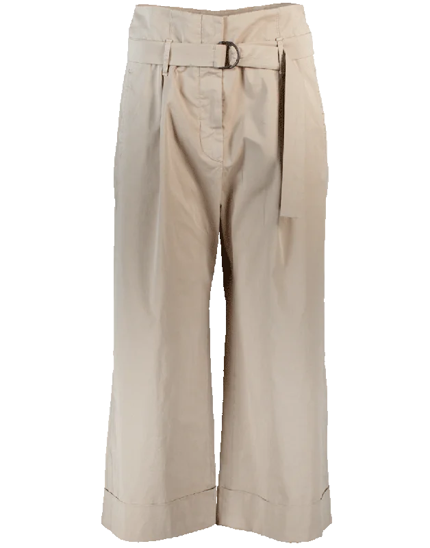 Stretch Wide Cropped D Ring Pant