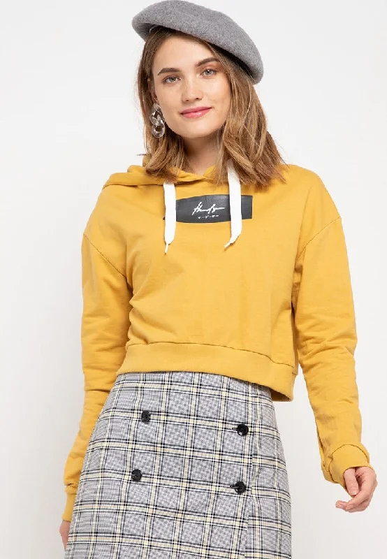 LMP011 pbch crop hoodie thdy sign rectangle mustard