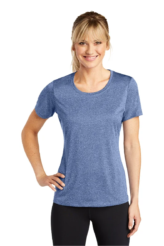 Sport-Tek Womens Contender Heather Moisture Wicking Short Sleeve Crewneck T-Shirt - Heather True Navy Blue