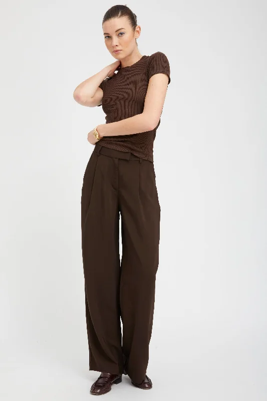 Americano Crepe Straight Leg Pleated Trousers