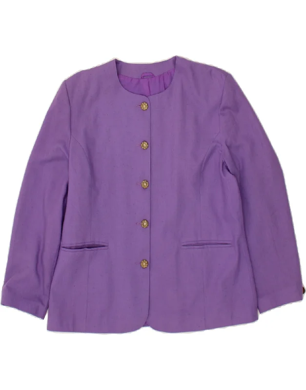 VINTAGE Womens 5 Button Blazer Jacket UK 14 Large Purple