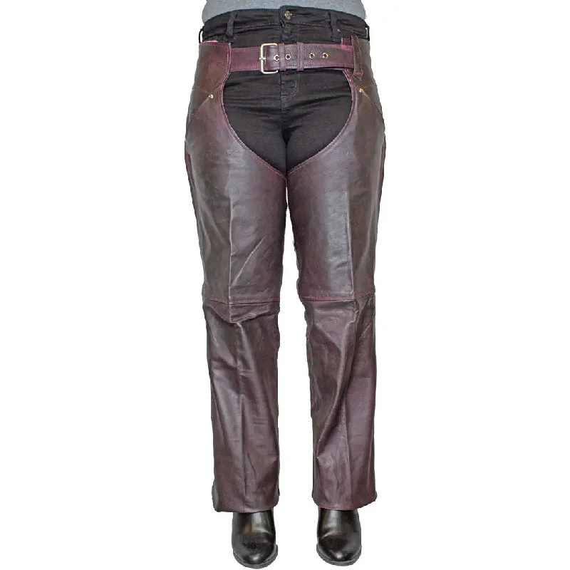 Open Road Women's Dark Purple Wash Leather Chaps