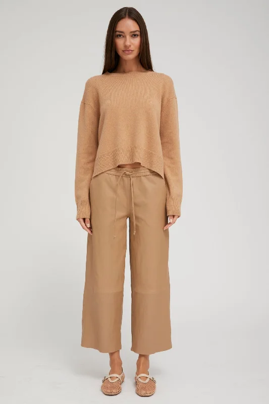 Desert Leather Cropped Baggy Pants