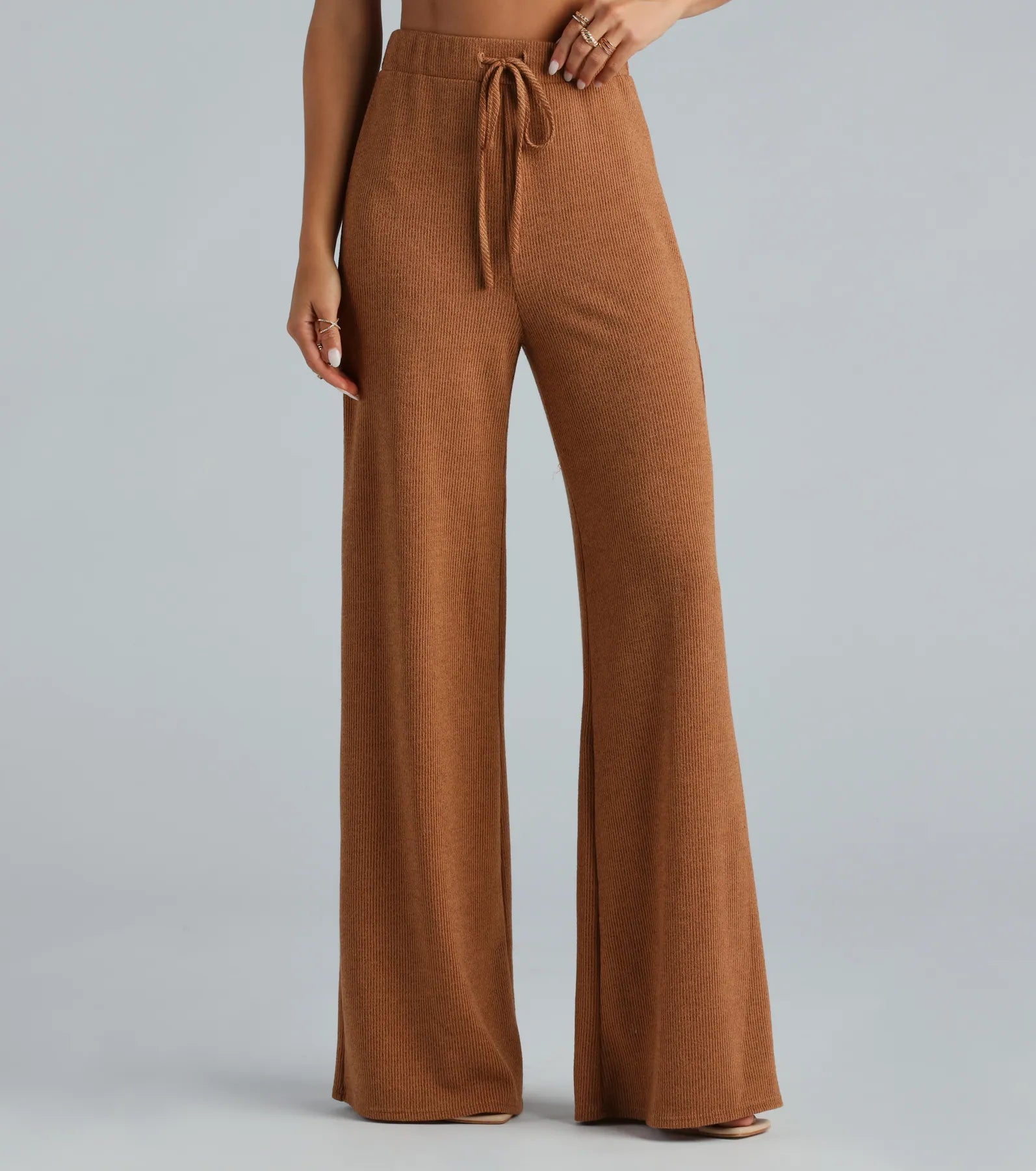 Weekend Mood Hacci Knit Wide-leg Pants