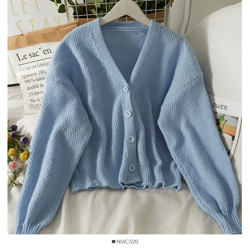 Knitwear solid color versatile outside cardigan sweater coat  1835