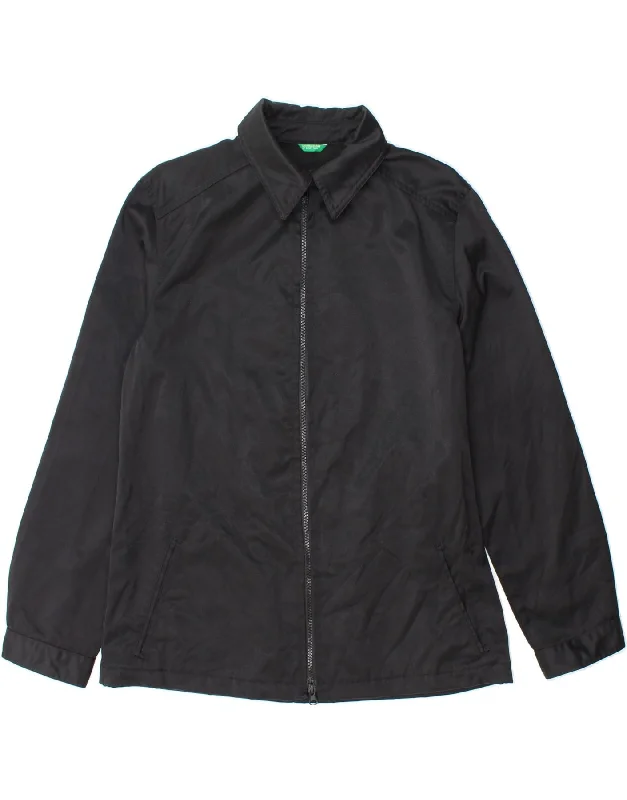 BENETTON Womens Bomber Jacket UK 14 Medium Black