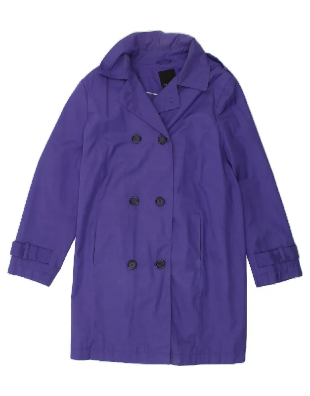 DEBENHAMS Womens Double Breasted Coat UK 20 2XL  Blue Cotton