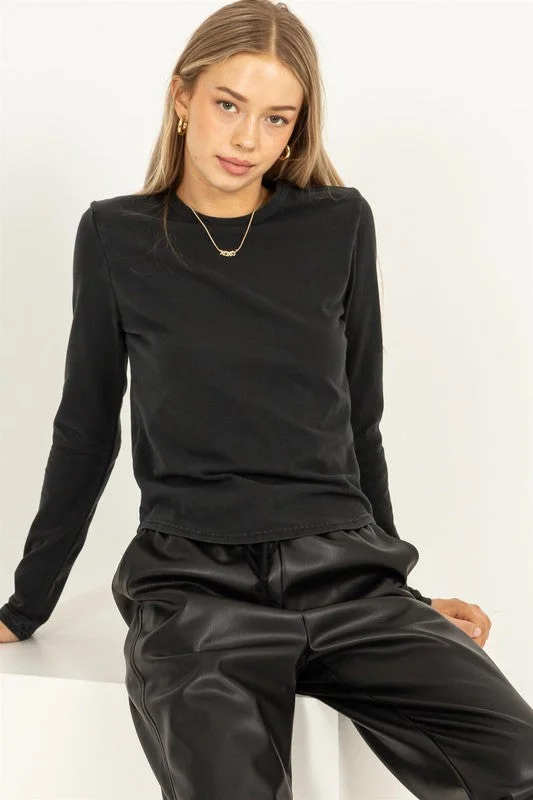 LAURA LONG SLEEVE ROUND HEM TOP