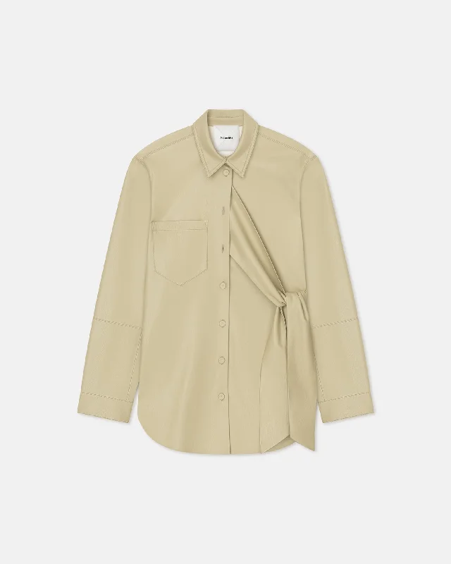 Ileka - Belted Okobor™ Alt-Leather Shirt - Pale Olive