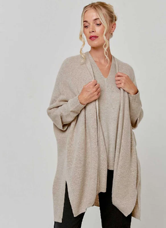 Kimono Rib Cashmere Cardigan - Chinchilla