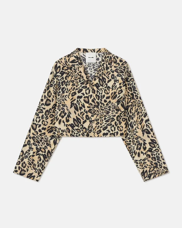 Vally - Cropped Printed Twill-Silk Shirt - Leopard