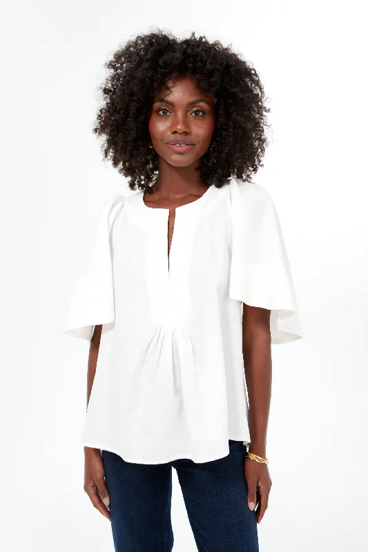 White Finley Flutter Sleeve Top