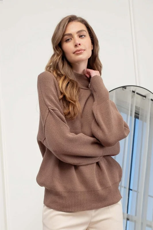 MANDI MOCK NECK RIBBED SWEATER