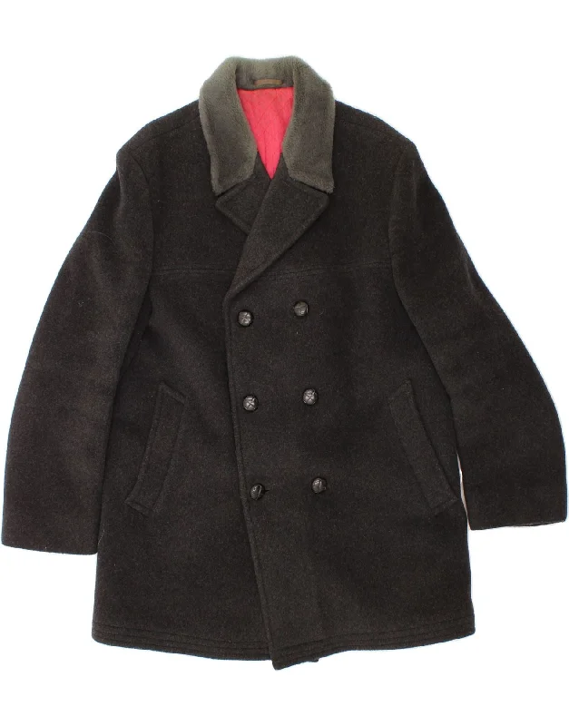 JOHN TEMPLE Womens Double Breasted Coat UK 14 Large Black