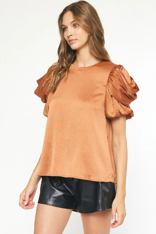 Satin short sleeve top