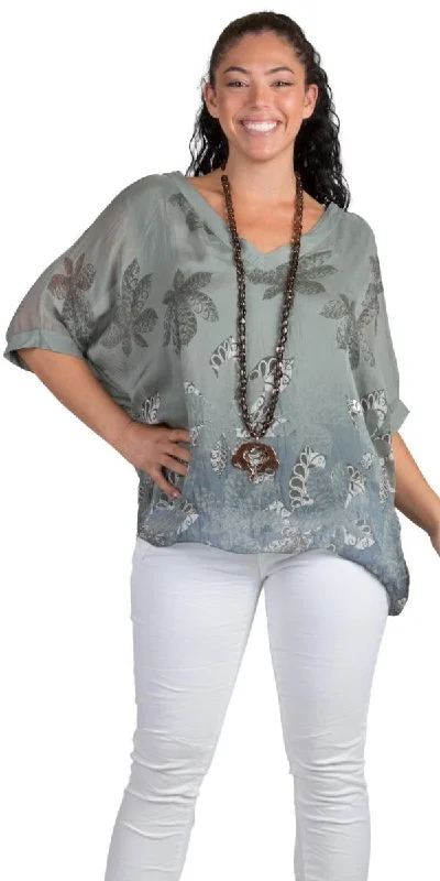 Lizane Leaf Print Blouse