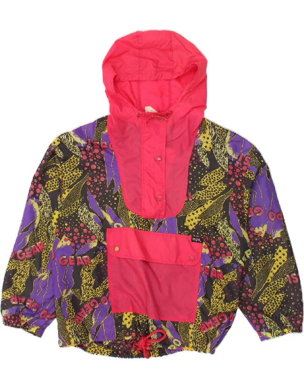 VINTAGE Womens Abstract Pattern Pullover Rain Jacket Large Multicoloured