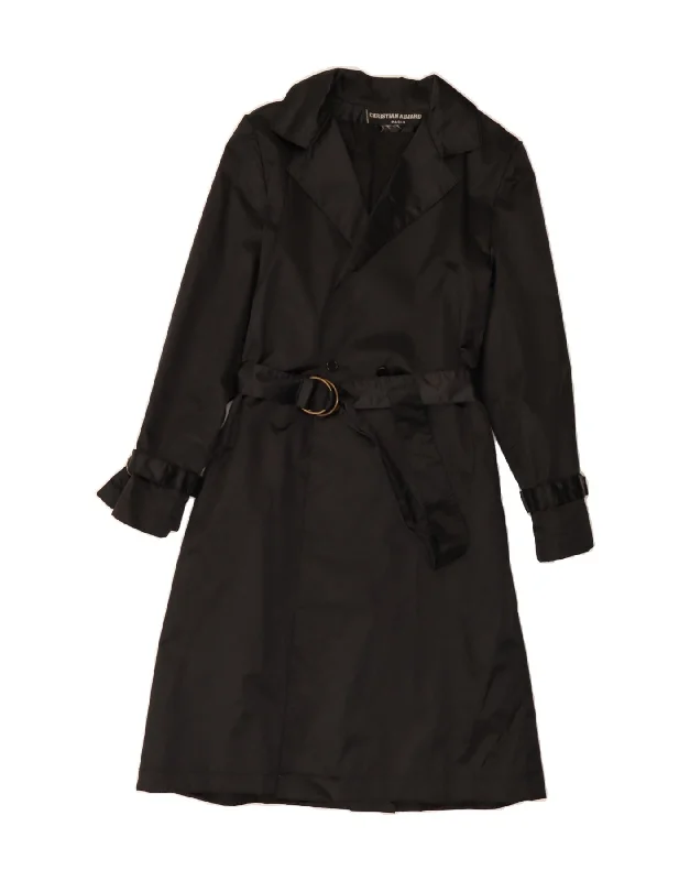 CHRISTIAN AUJARD Womens Double Breasted Trench Coat UK 12 Medium Black